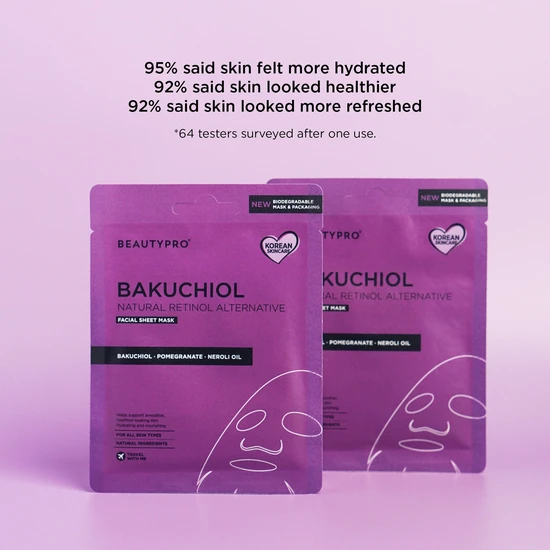BeautyPro BAKUCHIOL Facial Sheet Mask Pack of 4