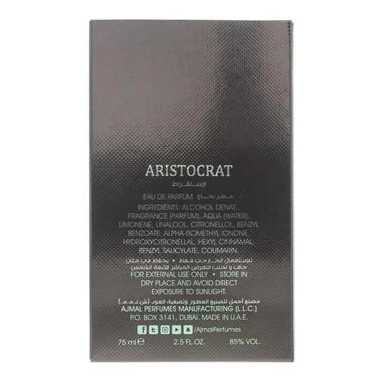 Ajmal Aristocrat Men's Eau De Parfum Fragrance 75ml