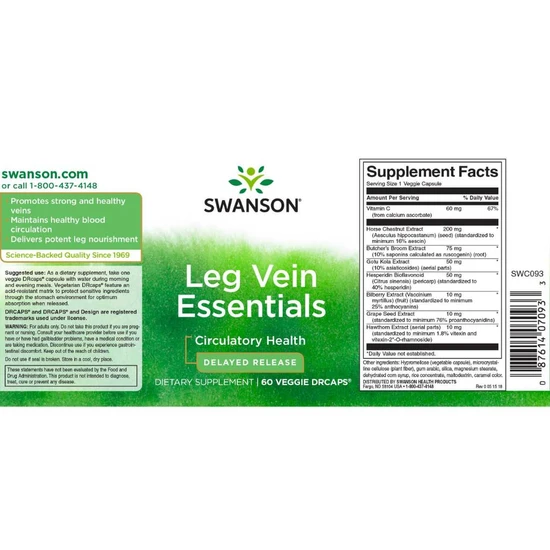 Swanson Leg Vein Essentials Delayed Release Capsules 60 Capsules