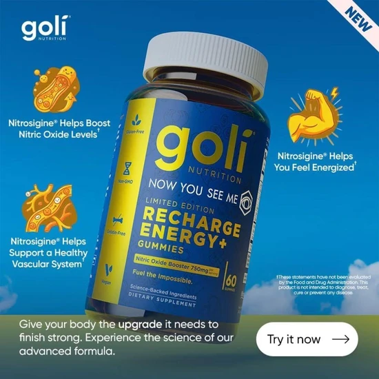 Goli Nutrition Recharge Energy+ Gummies 60 Gummies