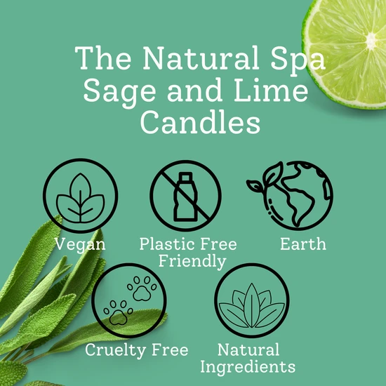 thenaturalspa The Natural Spa Sage & Lime Hand Poured Coconut Wax Candle 180ml