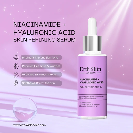 Erth Skin London Niacinamide + Hyaluronic Acid Skin Refining Serum