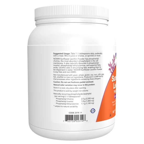 NOW Foods Sunflower Lecithin Pure Powder 454g