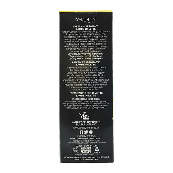 Yardley Freesia & Bergamot Eau De Toilette 125ml