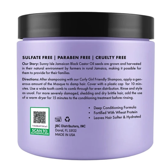 Sunny Isle Curly Girl Friendly Intensive Repair Masque 16oz