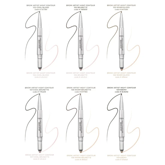 L'Oreal Paris High Contour Brow Pencil & Highlighter Duo 107 Cool Brunette