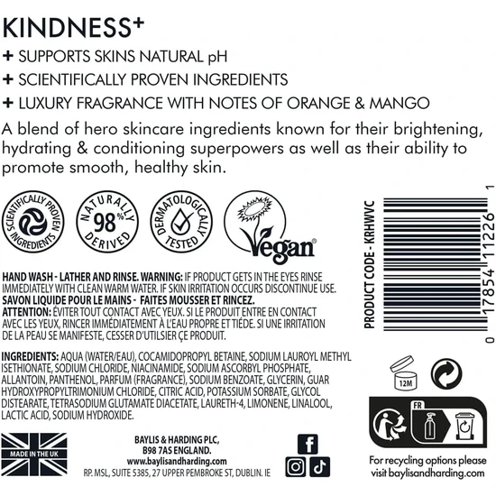 Baylis & Harding Kindness Vitamin C Niacinamide Hand Wash 500ml