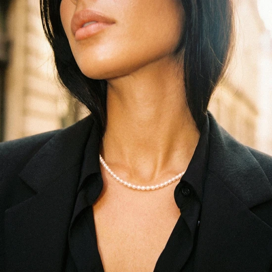 Kyoto Pearl Rae 6mm Pearl Strand Necklace 925 Sterling Silver White