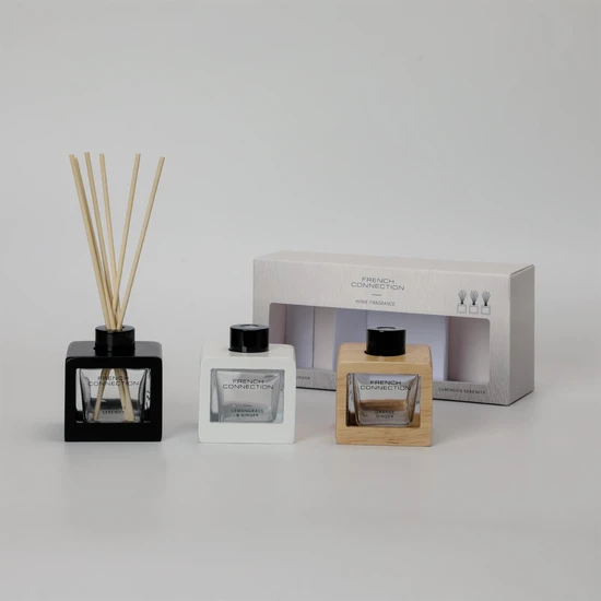 French Connection Wooden Collection Trio Of Reed Diffuser Gift Set 3 x 50ml