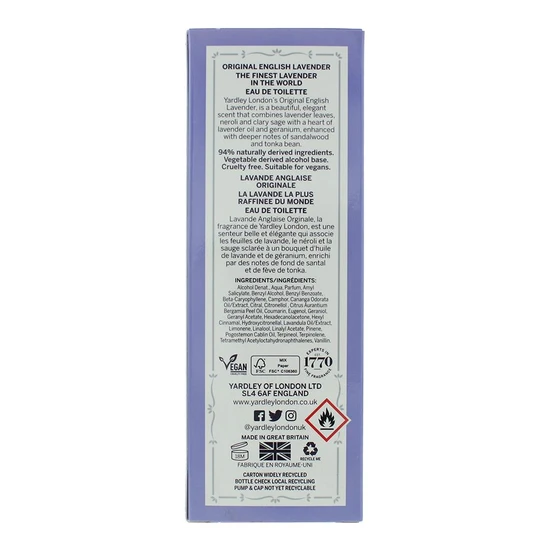 Yardley Original English Lavender Eau De Toilette 125ml