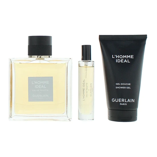 GUERLAIN L'homme Ideal Eau De Toilette 100ml, 10ml + Shower Gel Gift Set For Him 100ml