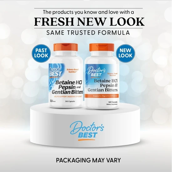 Doctor's Best Betaine HCl Pepsin & Gentian Bitters 360 Capsules