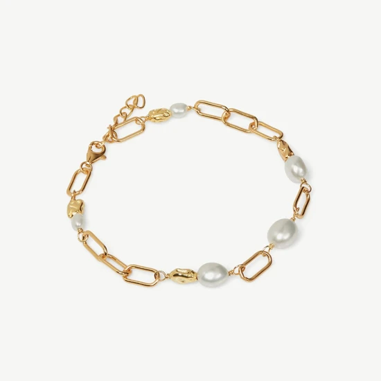 Kyoto Pearl Livia Pearl Bracelet 18ct Gold Plated White