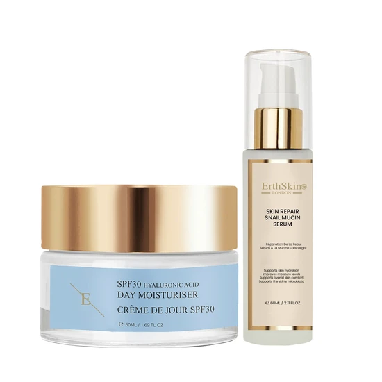 Erth Skin London Skin Repair Snail Mucin Serum + SPF 30 Hyaluronic Acid Day Cream 60ml + 50ml