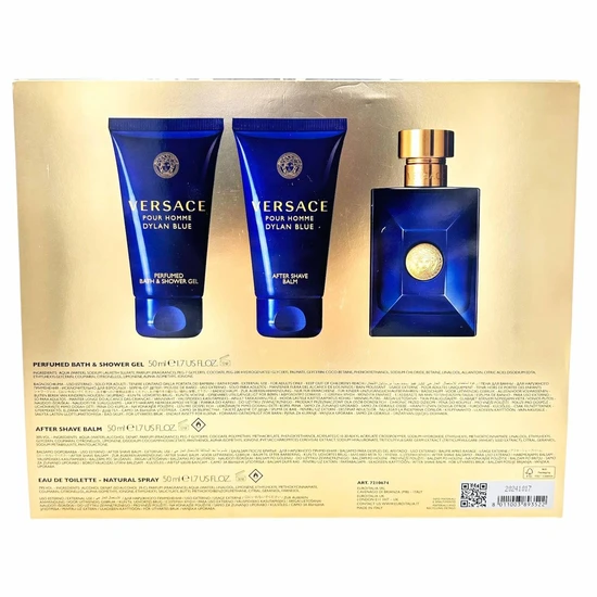 Versace Pour Homme Dylan Blue Gift Set 50ml Eau De Toilette + 50ml Aftershave Balm + 50ml Perfumed Bath & Shower Gel