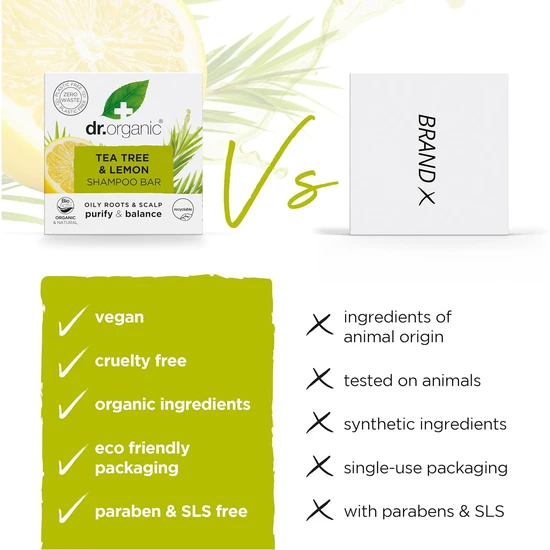 Dr. Organic Tea Tree & Lemon Shampoo Bar 75g