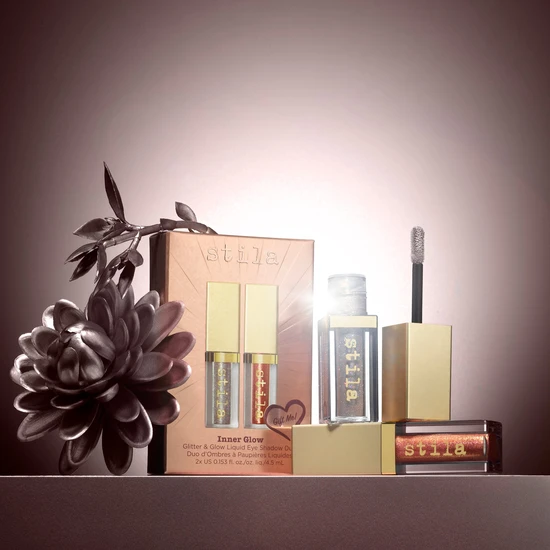 Stila Inner Glow Glitter & Glow Liquid Eyeshadow Duo Gift Set Glitter & Glow in Coral Crush & Foxy Lady