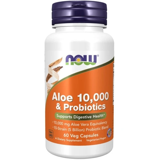 NOW Foods Aloe 10000 & Probiotics 60 Capsules