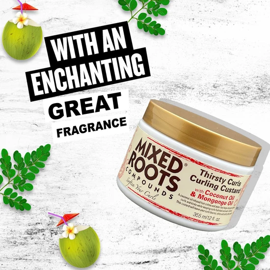 Mixed Roots Thirsty Curls Curling Custard Coconut Oil & Mongongo Oil 355ml