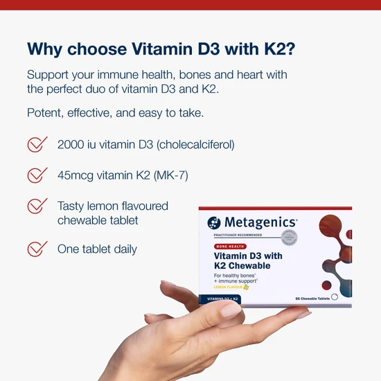 Metagenics Vitamin D3 With K2 Chewable Tablets 56 Tablets