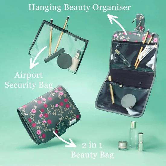 Victoria Green 'Kate' Hanging Beauty Bag Blossom Charcoal
