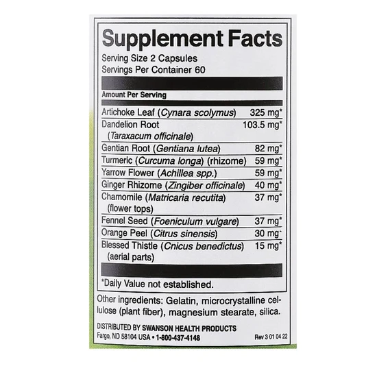 Swanson Bavarian Herbal Bitters Capsules 120 Capsules