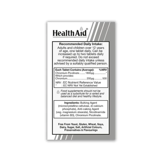Health Aid Chromium Picolinate 200ug Tablets 60 Tablets
