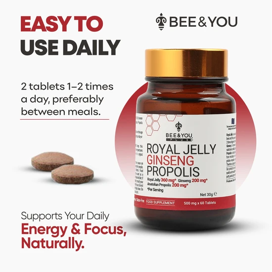 BEE&YOU Royal Jelly+Ginseng+Propolis Tablets Ultra Potency 30g