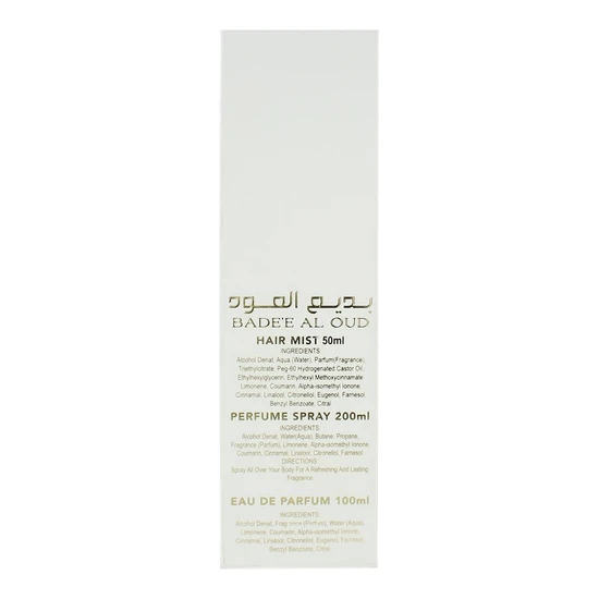 Lattafa Bade'e Al Oud Honor & Glory Gift Set 100ml EDP, 200ml Scented Body Spray & 50ml Scented Hair Spray