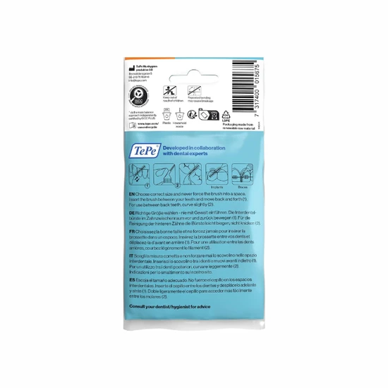 Tepe Interdental Brush Original Plastic Bag With Hanger Orange 0.45Mm, Size 1, 8Pcs