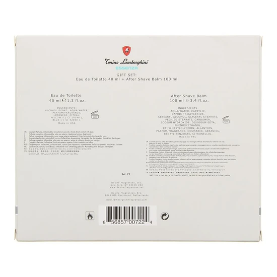 Lamborghini Essenza Gift Set 40ml Eau De Toilette + 100ml Aftershave Balm