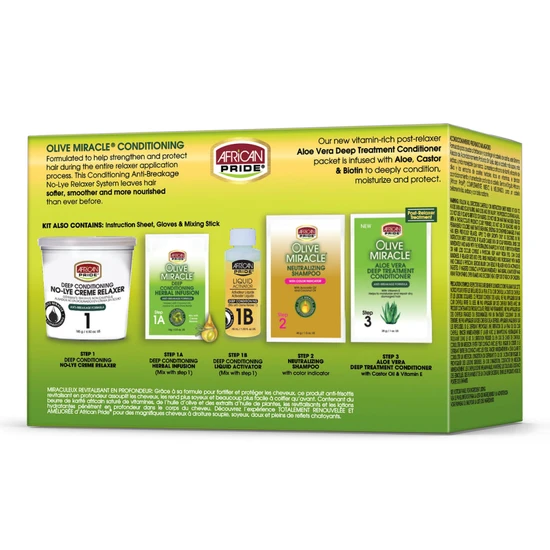African Pride Olive Miracle Anti Breakage Deep Conditioning No Lye Relaxer Super 1 Application Kit