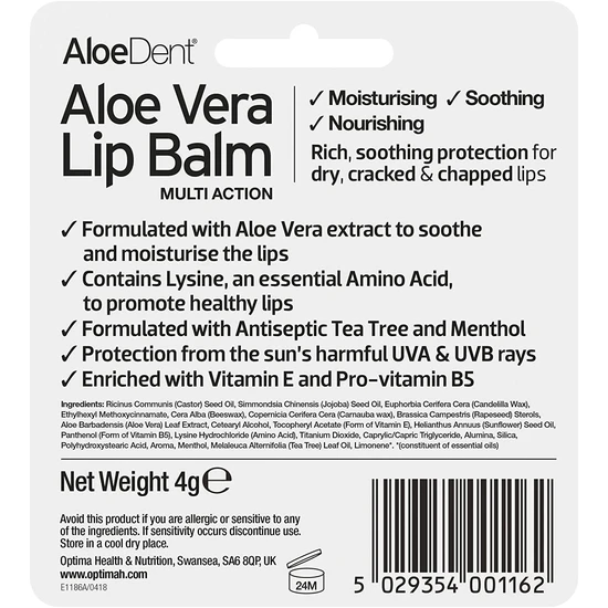 Aloe Dent Aloe Vera Lip Balm 4 g