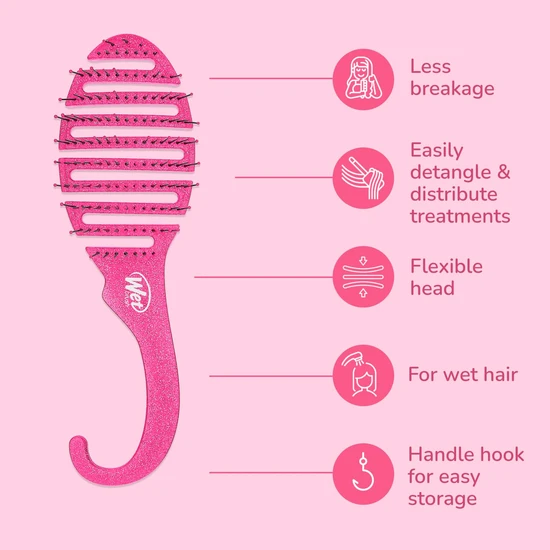 Wet Brush Shower Detangler Pink Glitter