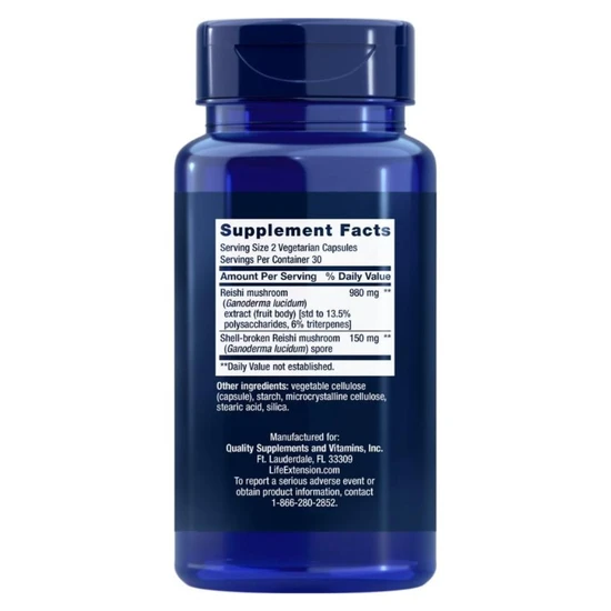 Life Extension Reishi Extract Mushroom Complex 60 Veg Caps