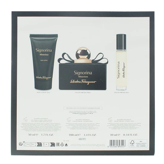 Salvatore Ferragamo Signorina Misteriosa Eau De Parfum Gift Set 100ml, 10ml & 50ml Body Lotion