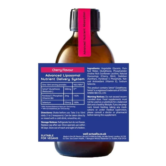 Well Actually Reduced L-Glutathione 500mg Dual Action 300ml