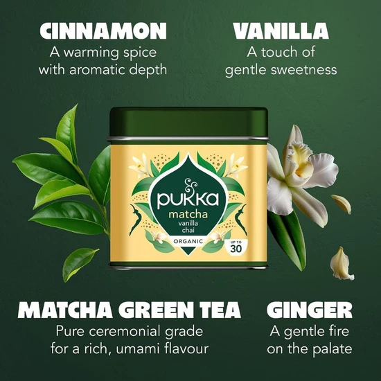Pukka Matcha Vanilla Chai Ceremonial Grade Tea Powder 30g