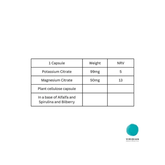 Viridian Potassium Magnesium Citrate 30 Veg Caps