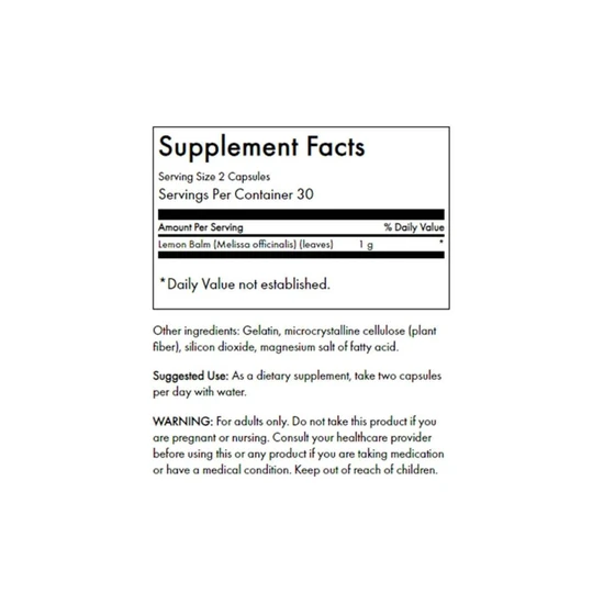 Swanson Full Spectrum Lemon Balm 500mg Capsules 60 Capsules