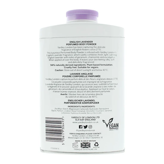 Yardley English Lavender Perfumed Talc 200g