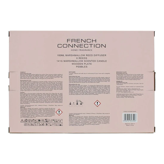 French Connection Pastel Collection Marshmallow Diffuser + Candle 100ml + 130g