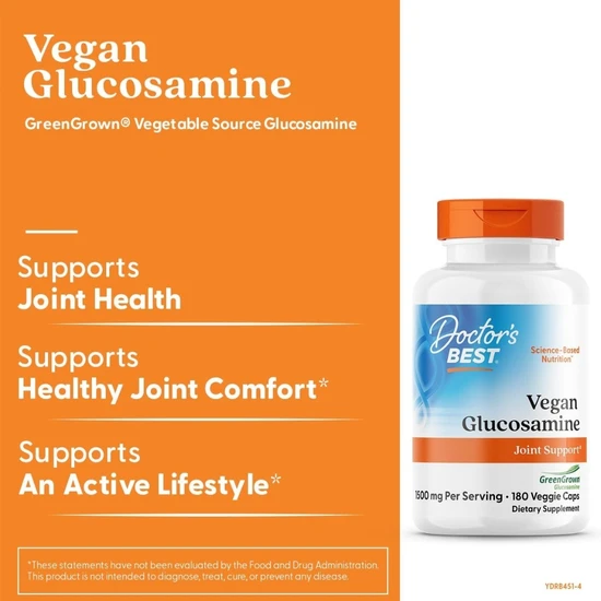 Doctor's Best Vegan Glucosamine Sulphate With GreenGrown 750mg - 180 Vcaps