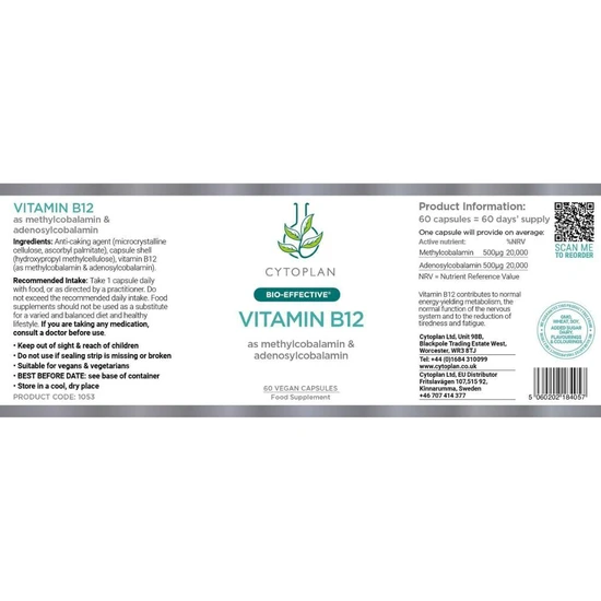 Cytoplan B12 Methylcobalamin & Adenosylcobalamin Sublingual Tablets 60 Tablets