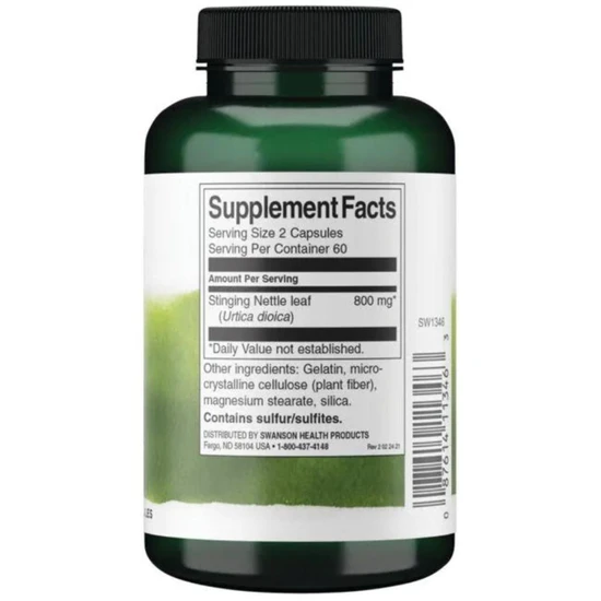 Swanson Stinging Nettle Leaf Capsules 400mg - 120 Capsules