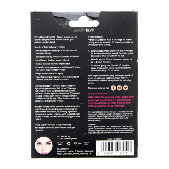 Beauty Blvd Divine Hydra-Gel Gold Radiance Eye Mask 2ml x 2