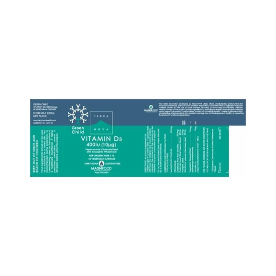 Terranova Green Child Vitamin D3 400iu Vegicaps 50 Vegicaps