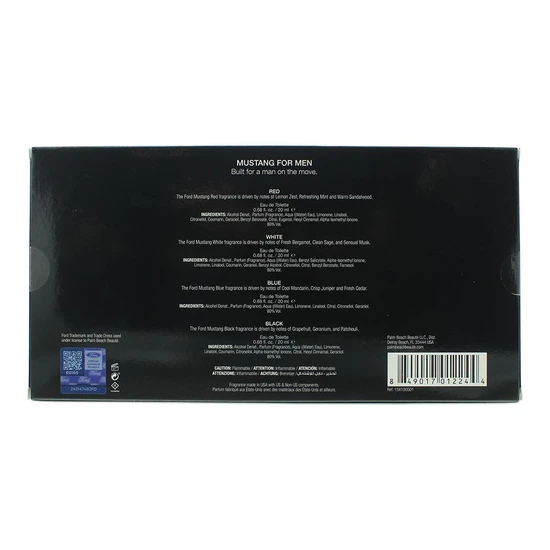 Mustang Ford Gift Set 20ml Red Eau De Toilette + 20ml White Eau De Toilette + 20ml Blue Eau De Toilette + 20ml Black Eau De Toilette