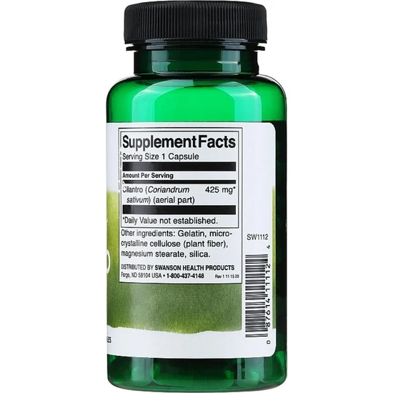 Swanson Full Spectrum Cilantro 425mg Capsules 60 Capsules