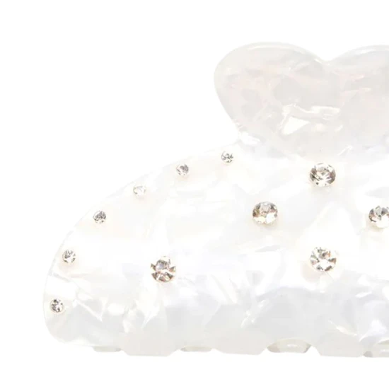 Molly And Rose Ivory Pearlescent Clamp With Clear Stones 9692